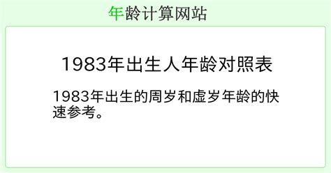 1983年出生|1983年出生人年龄对照表